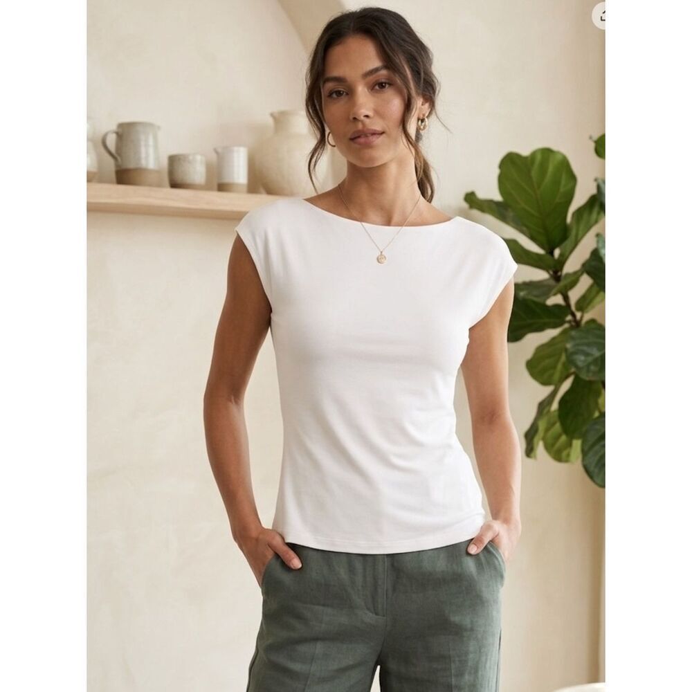 Take 50% OFF- Blenca Elegant White Women's Top, Size- L